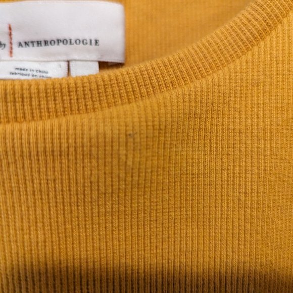 Anthropologie Mustard Yellow Flutter Sleeve Ribbed Knit - Picture 7 of 10